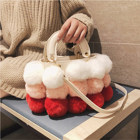 Image of Luxury Fox Fur Ladies Handbag