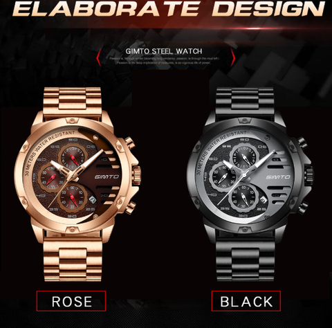 Image of Super Classy Solid Steel Men's Watch Waterproof Three-eye Six-pin Designer Watch