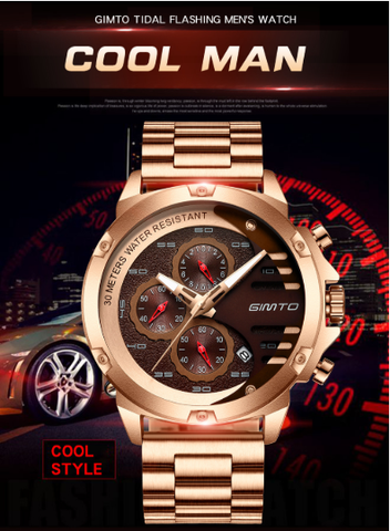 Image of Super Classy Solid Steel Men's Watch Waterproof Three-eye Six-pin Designer Watch