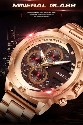 Image of Super Classy Solid Steel Men's Watch Waterproof Three-eye Six-pin Designer Watch
