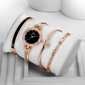Luxury Crystal Bangle and Watch Set Ladies Quartz Watch