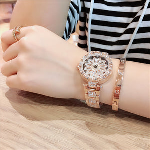 Luxury Female 360 Degree Spinning Diamond Fashion Watch