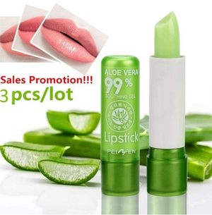 3pcs New Aloe Vera Moisturizing Lip Stick Lipstick Color Mood Changing Long Lasting