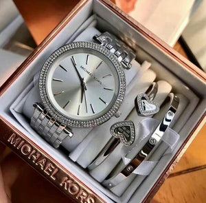 Michael Kors Female Rose gold 3in1set  studded chain wrist watch