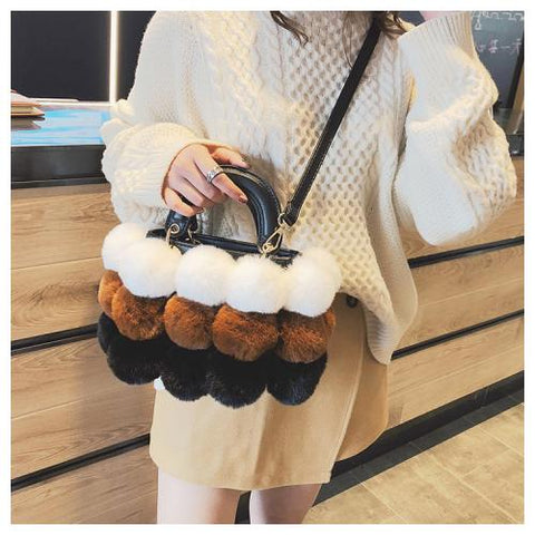 Image of Luxury Fox Fur Ladies Handbag