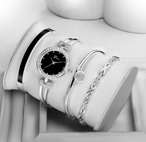 Luxury Crystal Bangle and Watch Set Ladies Quartz Watch