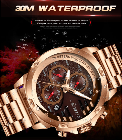 Image of Super Classy Solid Steel Men's Watch Waterproof Three-eye Six-pin Designer Watch