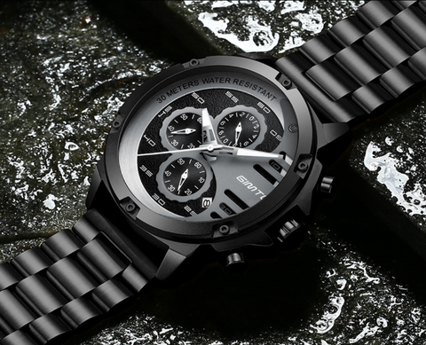 Image of Super Classy Solid Steel Men's Watch Waterproof Three-eye Six-pin Designer Watch