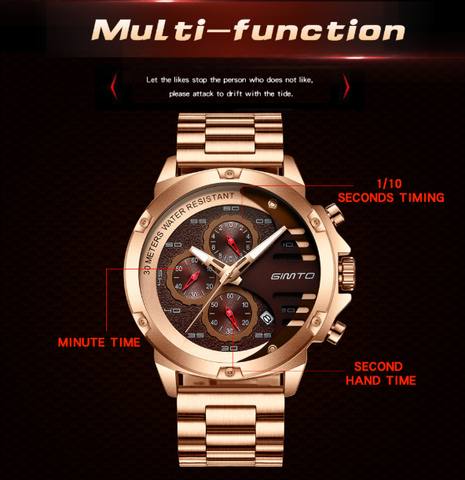 Image of Super Classy Solid Steel Men's Watch Waterproof Three-eye Six-pin Designer Watch
