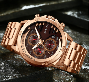 Super Classy Solid Steel Men's Watch Waterproof Three-eye Six-pin Designer Watch